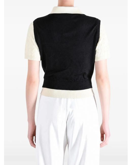 Malbon Golf Black Veronica Logo-Embroidered Layered-Effect Sweater