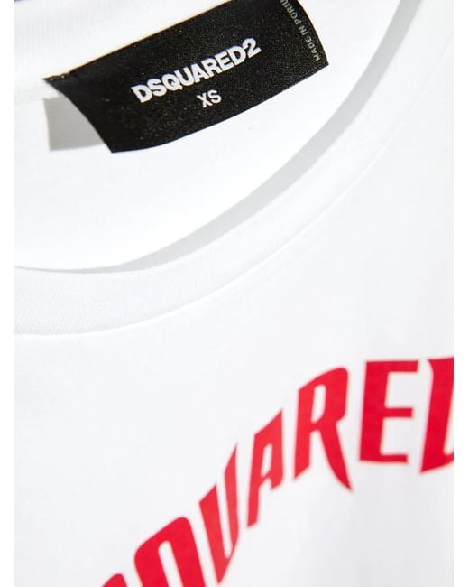 DSquared² White Horror Logo-Print Cotton T-Shirt