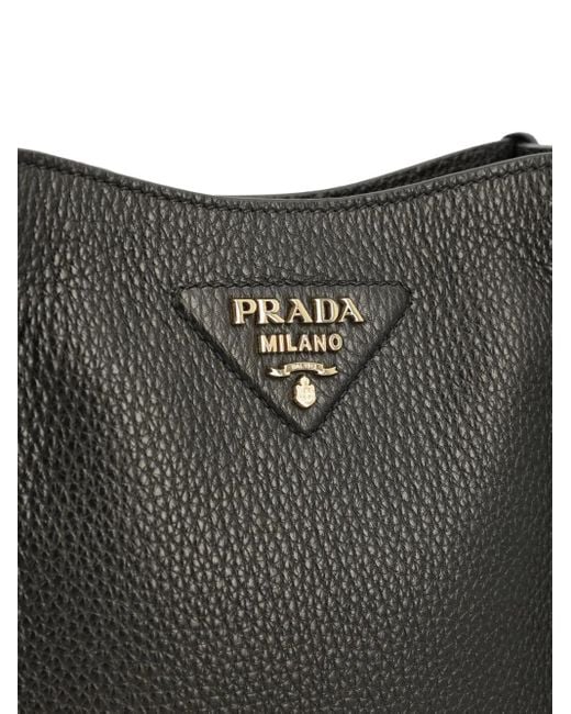 Prada Black Schultertasche mit Logo-Schild