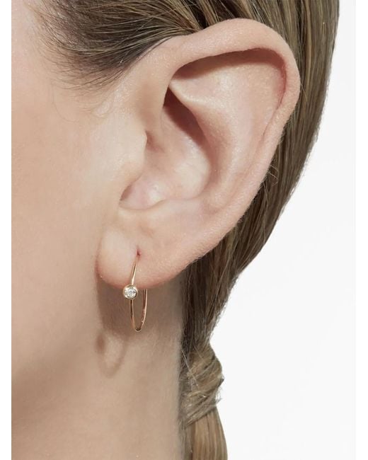 Shihara White 18Kt One-Stone 01 Diamond Single Hoop Earring