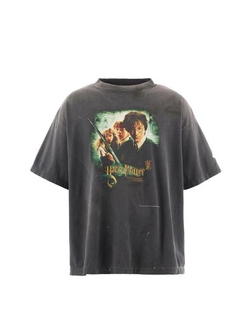 SAINT Mxxxxxx Gray Harry Potter Graphic-Print T-Shirt for men