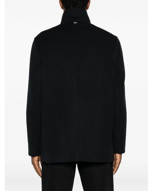 Herno Black Double-Breasted Coat for men