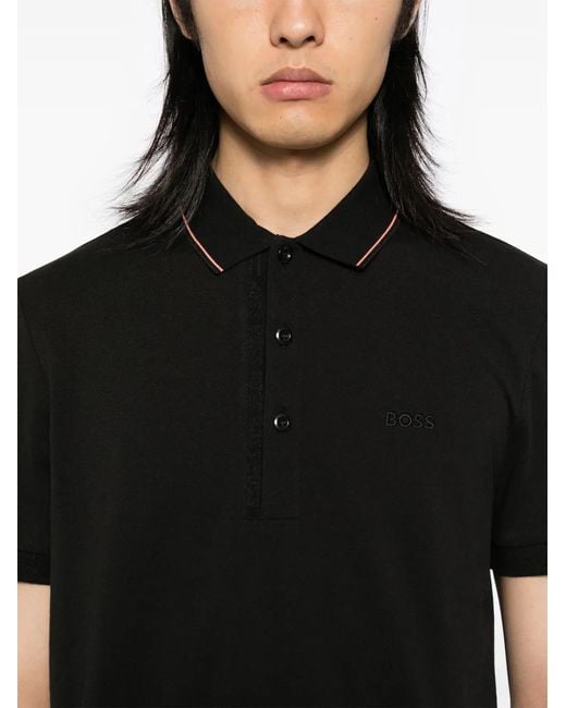 Boss Black Embroidered Logo Polo Shirt for men