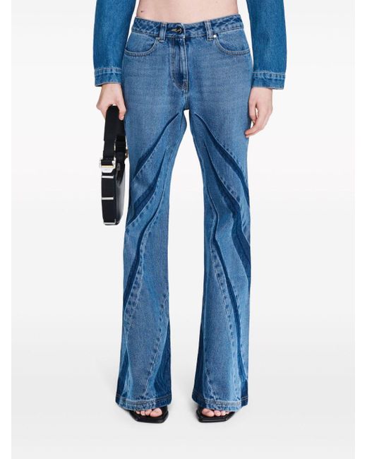 Dion Lee Blue Darted Bootcut Jeans