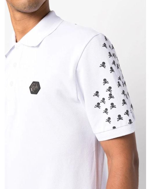 Polo Skull And Bones di Philipp Plein in White da Uomo