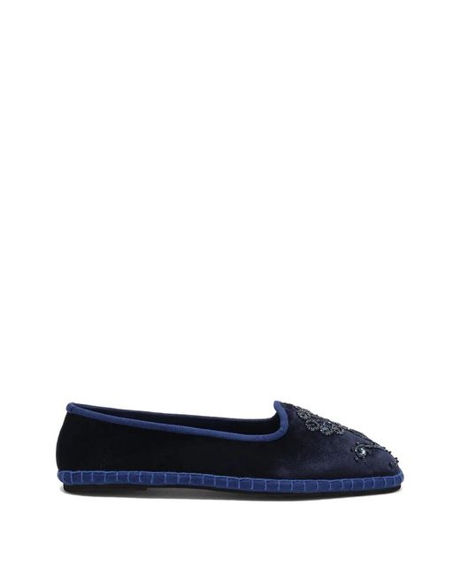 Maliparmi Blue Babouche Bijoux Embroidered Ballet Flats