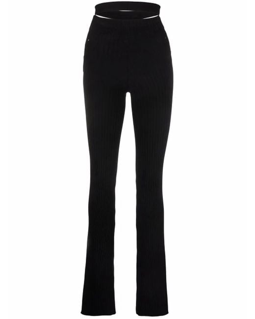 ANDREADAMO Black Ribbed-Knit Bootcut Trousers