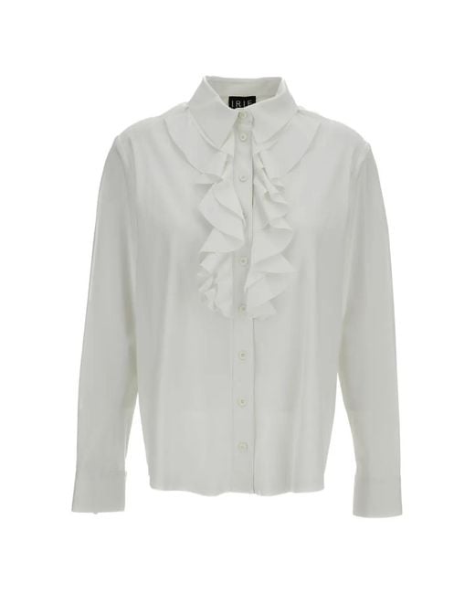 Irie White Ruffled-Trim Long-Sleeve Shirt