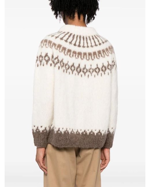 Bode Natural Patterned Intarsia-Knit Jumper for men