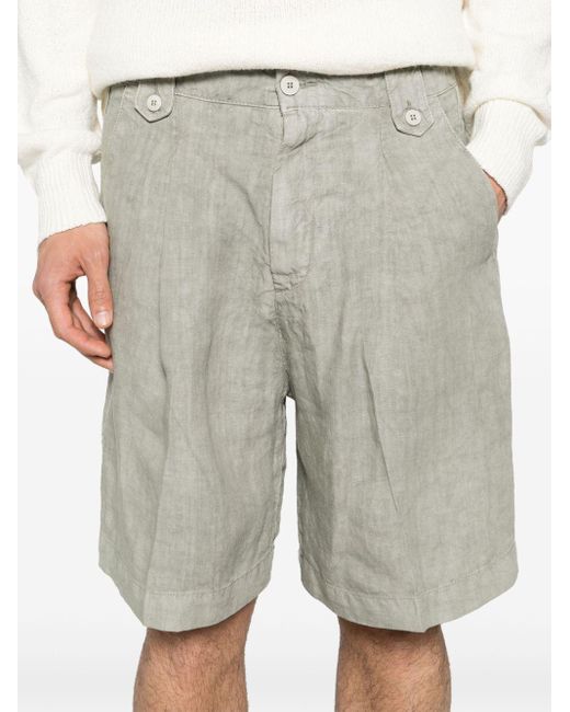 Costumein Gray Pleat-detail Linen Shorts for men