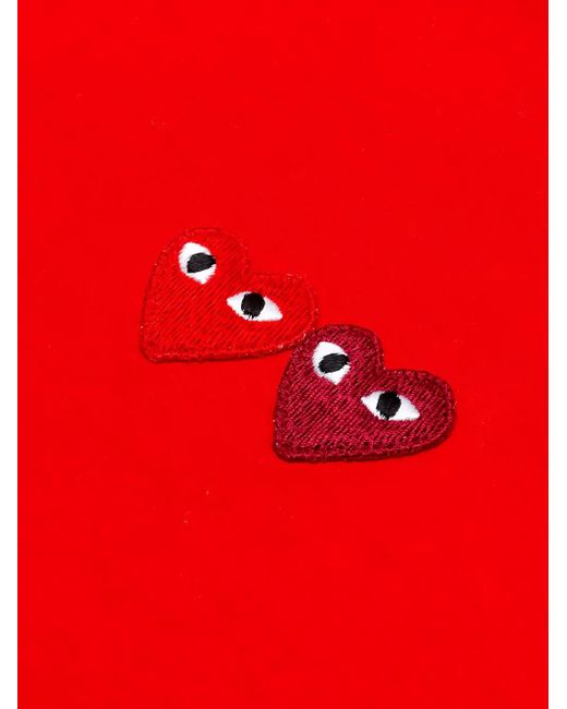 COMME DES GARÇONS PLAY Red Double Small Heart-Appliquéd Cotton-Jersey T-Shirt for men