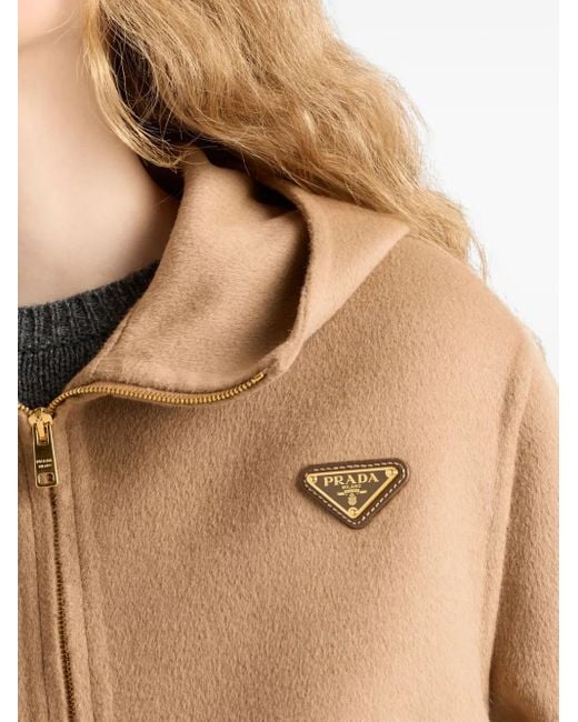 Prada Natural Triangle-Logo Blouson Jacket
