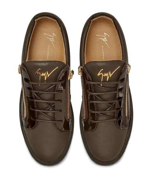 Giuseppe Zanotti Brown Frankie Double-Zip Low-Top Sneakers for men