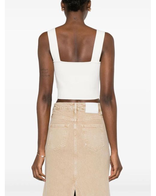 Maje White Knitted Crop Top