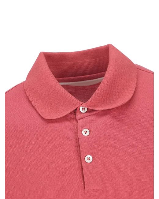 Brunello Cucinelli Pink Short Sleeve Polo for men