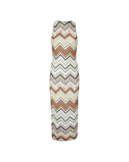 Missoni White Chevron-Pattern Midi Dress