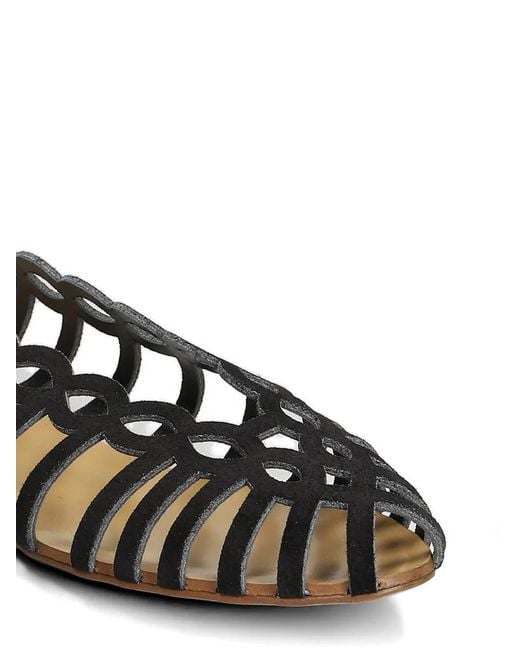 Anna F. White Cage-Construction Slingback Sandals