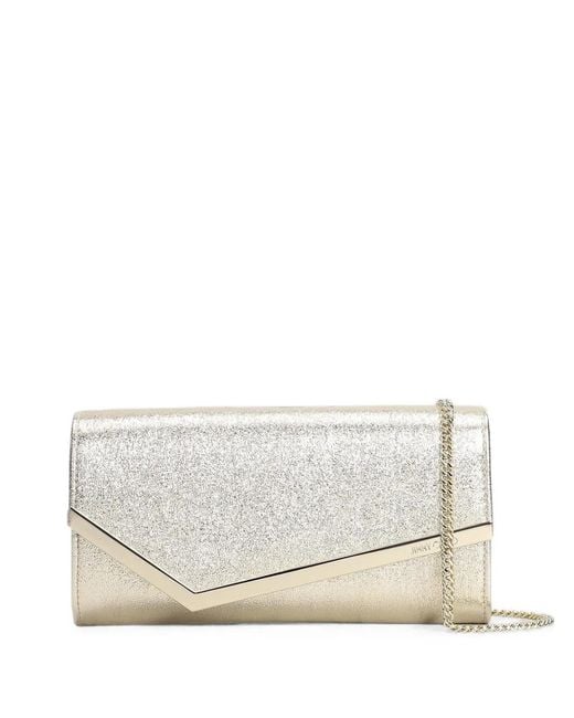 Jimmy Choo White Emmie Glitter-Effect Clutch Bag
