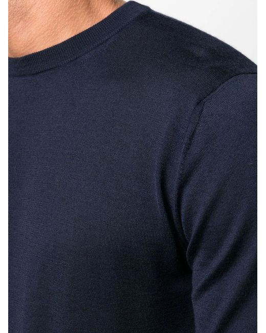 Canali Ribgebreide Sweater in het Blue voor heren
