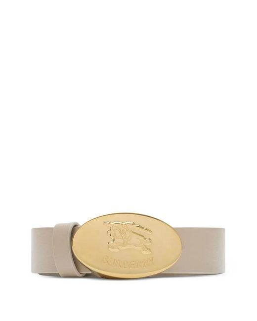 Burberry Natural Oval-Buckle Leather Belt