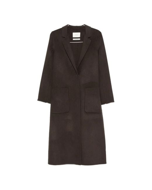 ViCOLO Black Notched-Lapels Patch-Pocket Coat