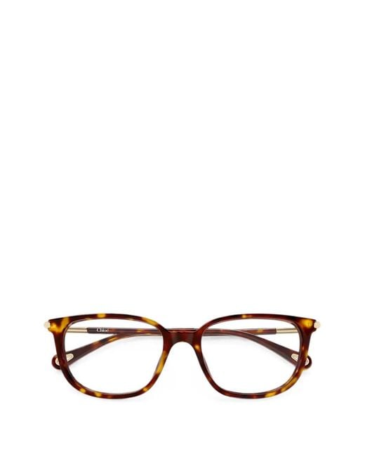 Chloé Multicolor Tortoiseshell-Effect Rectangle-Frame Glasses
