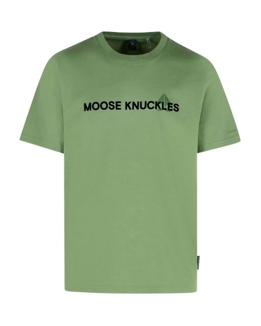 Camiseta con letras del logo Moose Knuckles de hombre de color Green
