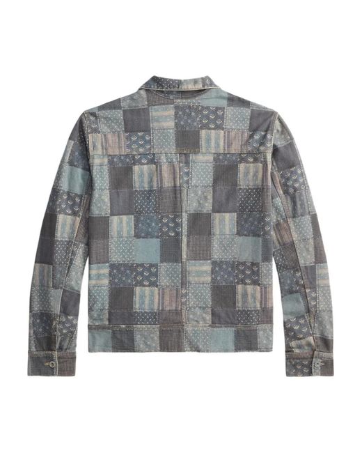 RRL Gray Patchwork Button Jacket for men