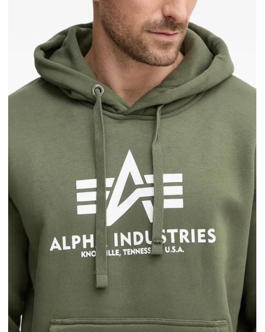 Alpha Industries Green Logo Hooded Sweatshirt for men