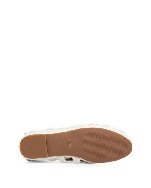 Buffalo White Lace-Up Ballet Flats