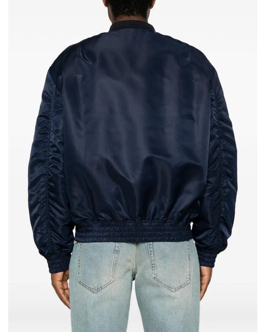 Valentino Garavani Blue Nylon Bomber Jacket With Vgold for men