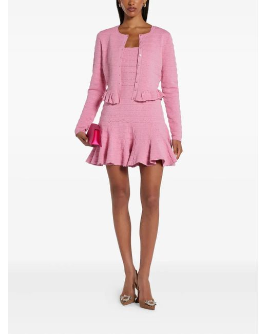 LoveShackFancy Pink Ruffled-Hem Cardigan