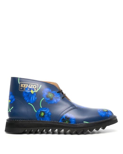 KENZO Leather Floral-print Ankle-boots 