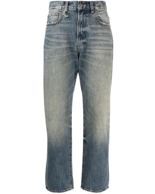 R13 Blue Cropped Wide-Leg Jeans