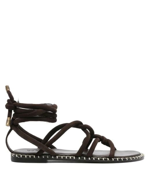Ba&sh Black Cuba Leather Lace-Up Sandals