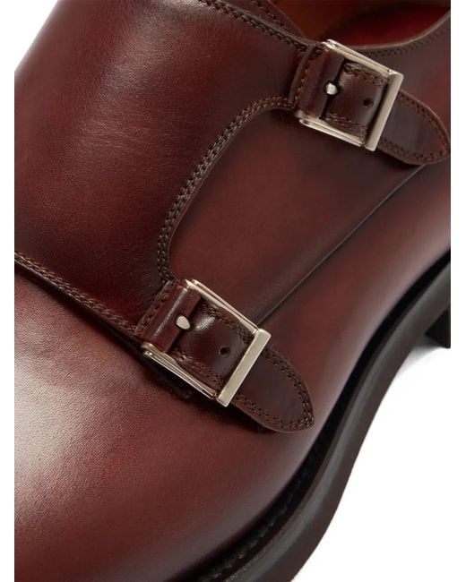 Magnanni Shoes Brown Monk-Strap Derby Shoes for men