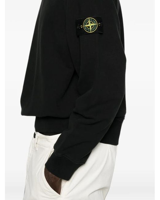Stone Island Black Compass-Patch Sweatshirt for men