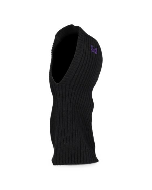 Needles Black Wool Ribbed-Knit Balaclava for men