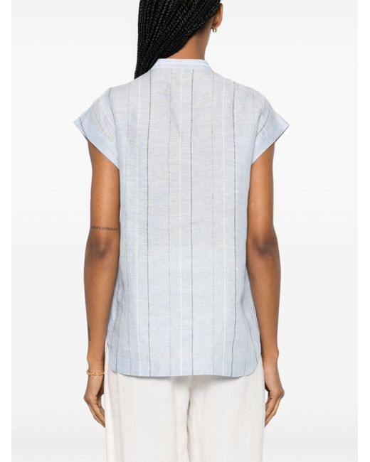 Peserico Blue Striped Linen Shirt