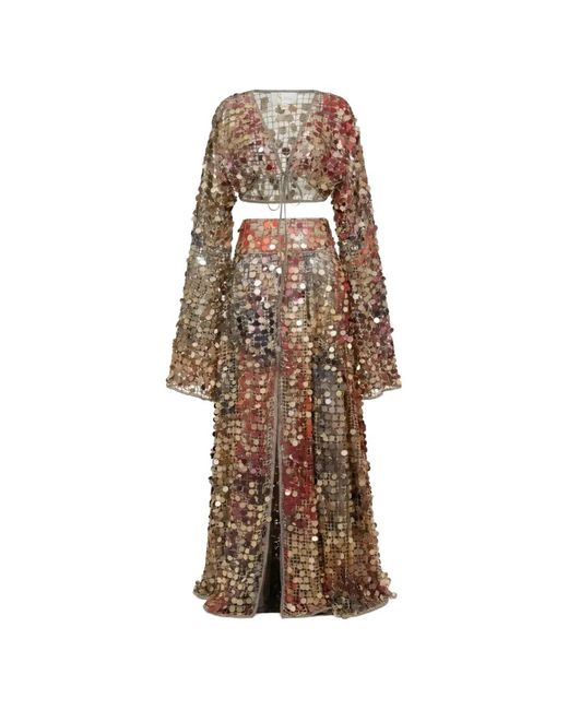 SANA OSMANI Natural Katrina Sequin Skirt Set
