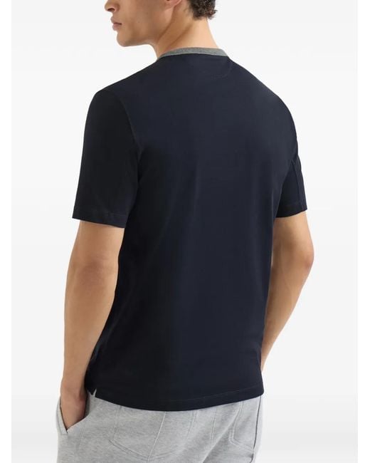 Brunello Cucinelli Blue T-Shirt With Print for men