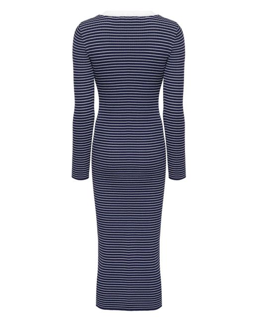 Staud Blue Shoko Striped Ribbed Dress