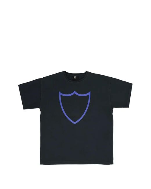 HTC Black Shield-Print Garment-Dyed T-Shirt for men