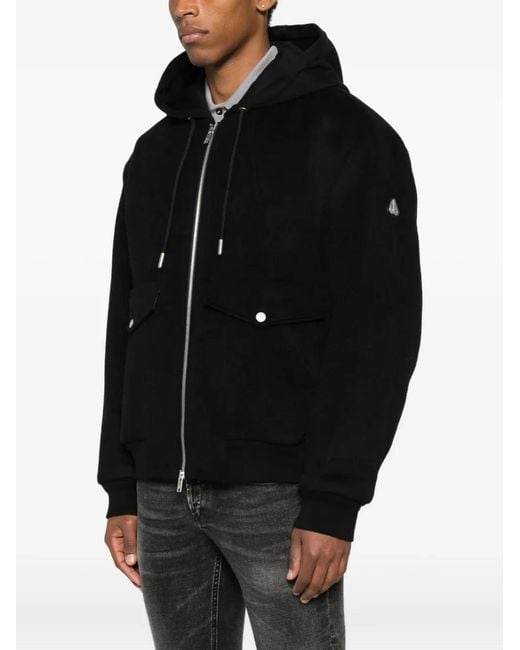 Moose Knuckles Black Hooded Zip Jacket for men