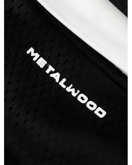 METALWOOD STUDIO Black Quarter-Zip Jersey Polo Shirt for men