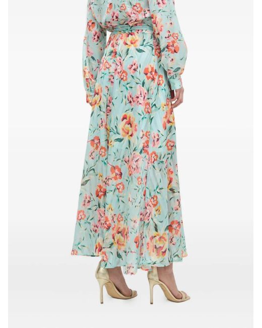 Guess Blue Floral Pleated Maxi Skirt