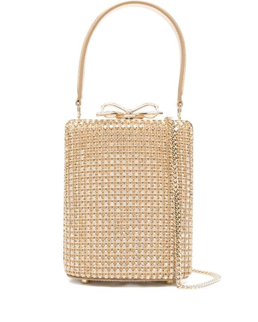 Self-Portrait Natural Crystal-Embellished Bow-Detail Mini Bag