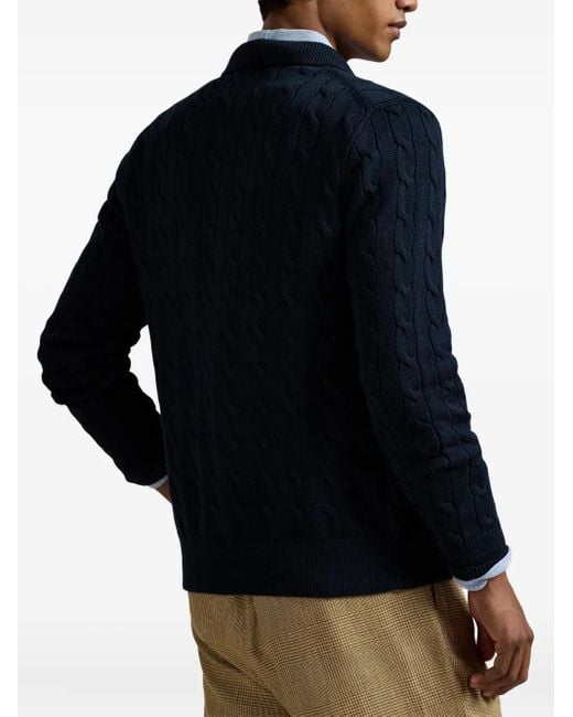 Polo Ralph Lauren Blue Cable-Knit Button-Up Cardigan for men