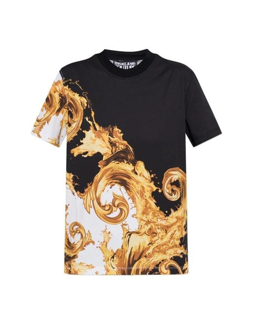 Versace Jeans Couture Black Baroque-Print Cotton T-Shirt