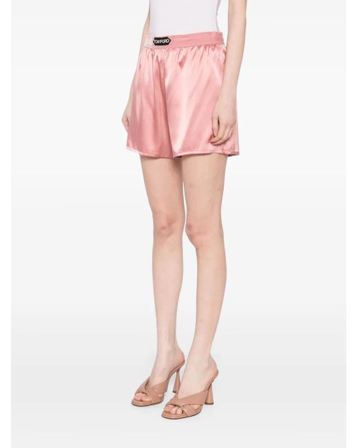 Tom Ford Pink Logo-Patch Shorts